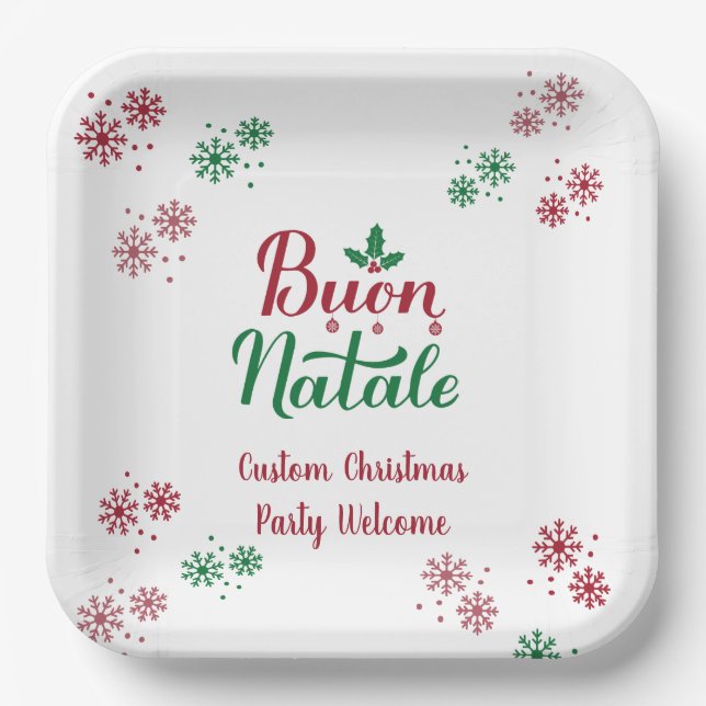 Custom Buon Natale Italienisch Frohe Weihnachten Pappteller (Vorderseite)