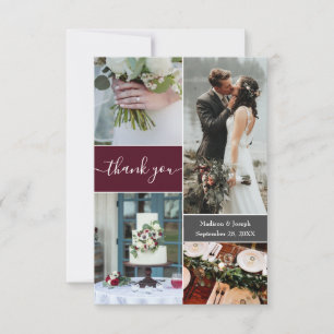 Custom Burgundy mariage Photo Collage Merci