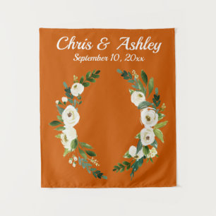 Custom Burnt Orange Greenerity Wedding Backdrop Pr Wandteppich