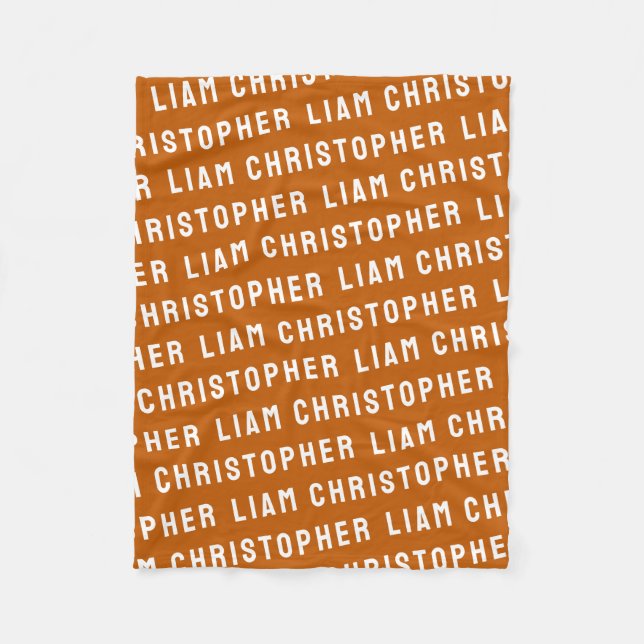 Custom Burnt Orange Personalisiert Baby Name Gesch Fleecedecke (Vorderseite)