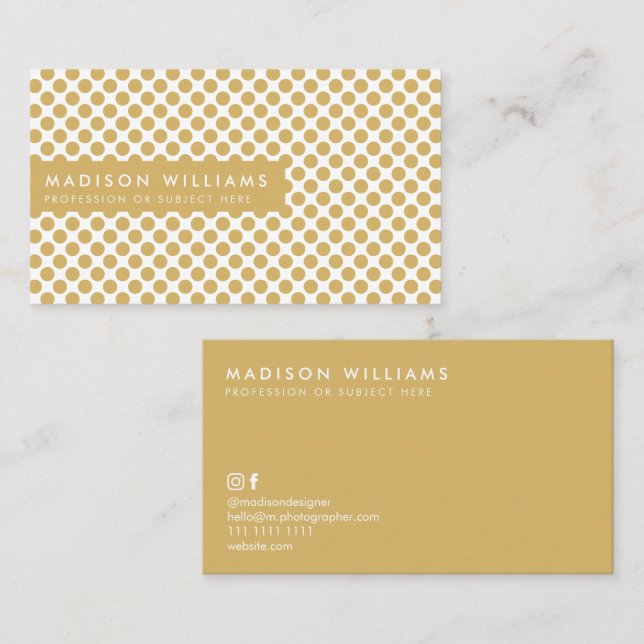 Custom Business Cards Minimal Polka Dot Stilvoll Visitenkarte (Vorne/Hinten)