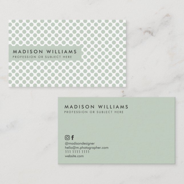 Custom Business Cards Minimal Polka Dot Stilvoll Visitenkarte (Vorne/Hinten)
