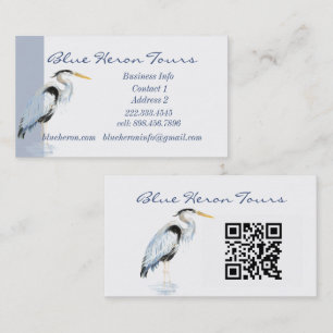 Custom Business Great Blue Heron Bird QR Code Visitenkarte