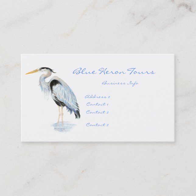 Custom Business Great Blue Heron Bird Visitenkarte (Vorderseite)