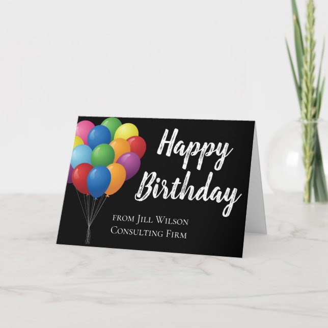 Custom Business Happy Birthday Balloons Corporate Karte (Vorderseite)
