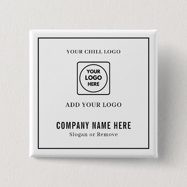 Custom Business Logo and Text Rectangle Design Button (Vorderseite)