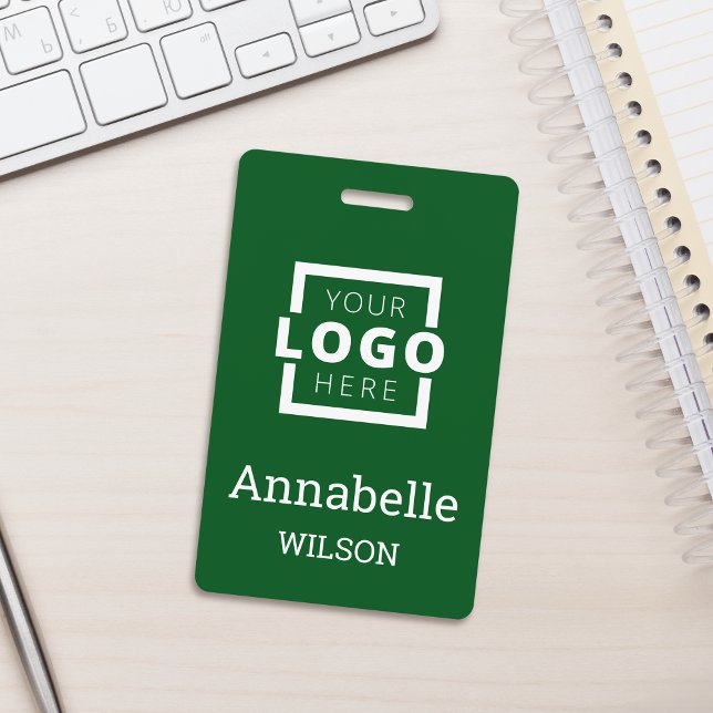 Custom Business Logo Basic Employee Name Green Ausweis (Von Creator hochgeladen)