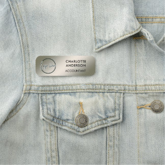 Custom Business Logo Basic Employee Silver  Staff  Namensschild