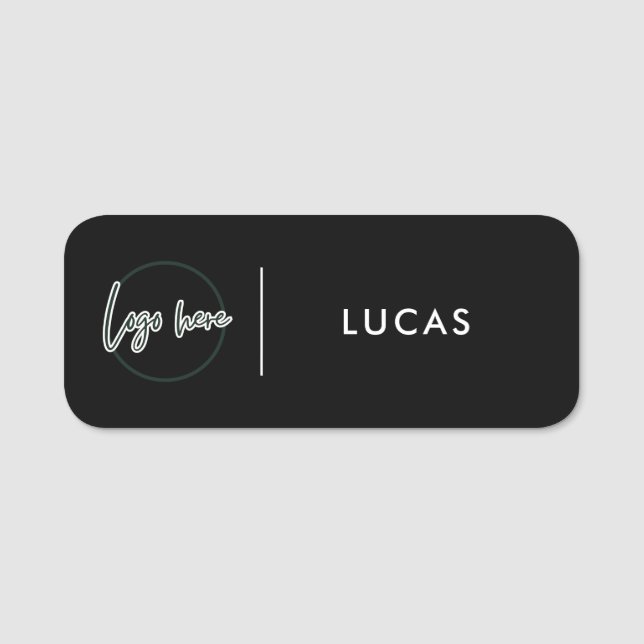 Custom Business Logo Basic Employee Staff Name  Na Namensschild (Vorderseite)