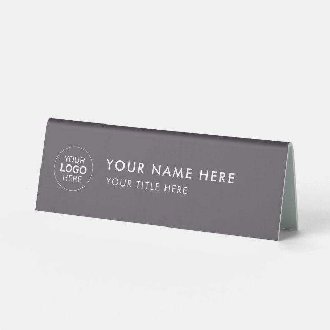 Custom Business Logo Desk Nameplate Table Tent Tischaufsteller (Vorderseite)