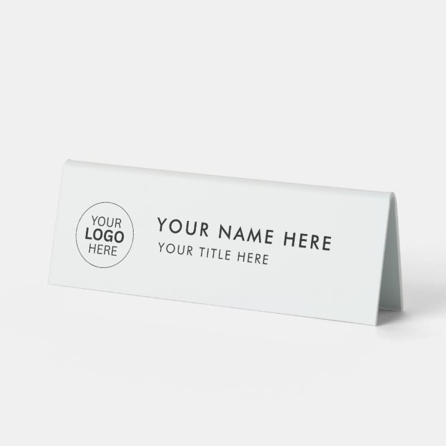 Custom Business Logo Desk Nameplate Table Tent Tischaufsteller (Vorderseite)