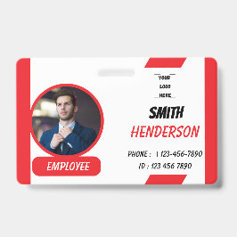 Custom Business Logo Employee Photo Blue ID Badge Ausweis