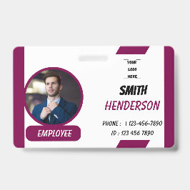 Custom Business Logo Employee Photo Blue ID Badge Ausweis