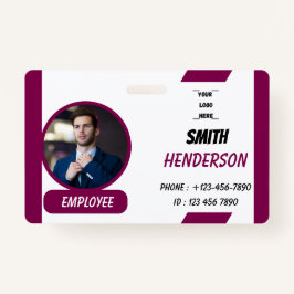 Custom Business Logo Employee Photo Blue ID Badge Ausweis