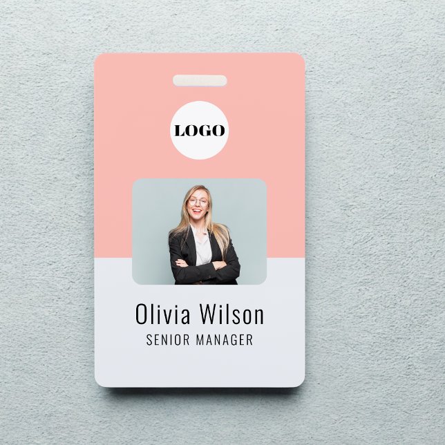 Custom Business Logo Employee Photo Blush Pink ID Ausweis (Von Creator hochgeladen)