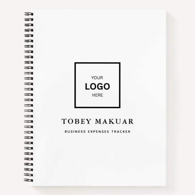 Custom Business Logo Modern Professional White  Notizbuch (Vorderseite)