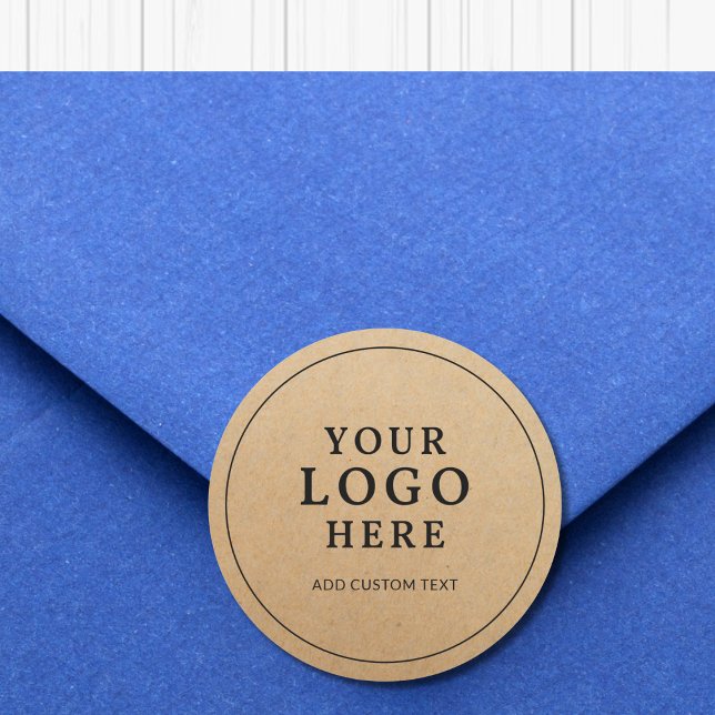 Custom Business Logo On Kraft Paper Style Branded Runder Aufkleber (Von Creator hochgeladen)