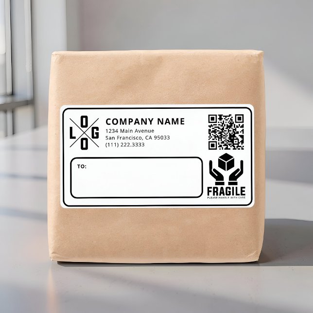 Custom Business Logo QR code Fragile Warn Shipping (Von Creator hochgeladen)