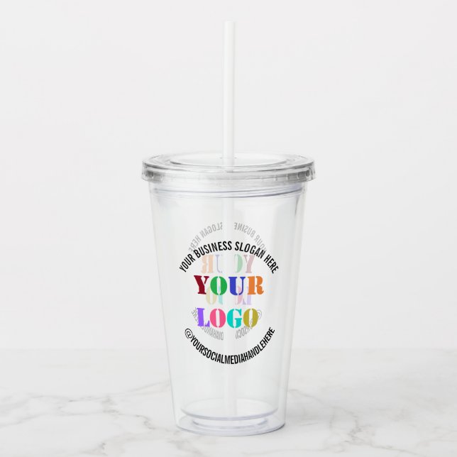 Custom Business Logo Social Media Acryltrinkbecher (Vorderseite)