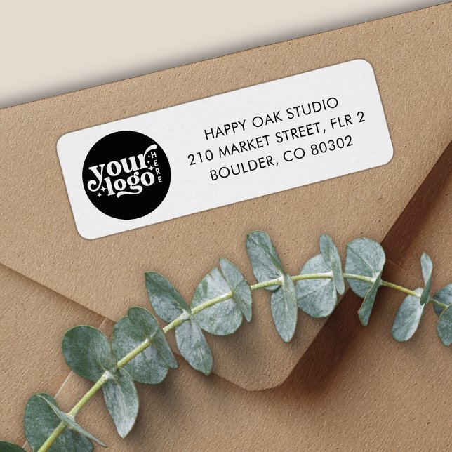 Custom Business Logo White Company Return Address  (Custom Business Logo Black Company Return Address Label)
