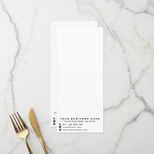 Custom Business Menu Promotional Menükarte