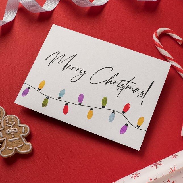 Custom Business Merry Weihnachtsbeleuchtung Feiertagskarte (Holiday string of lights Merry christmas business holiday folded card.)