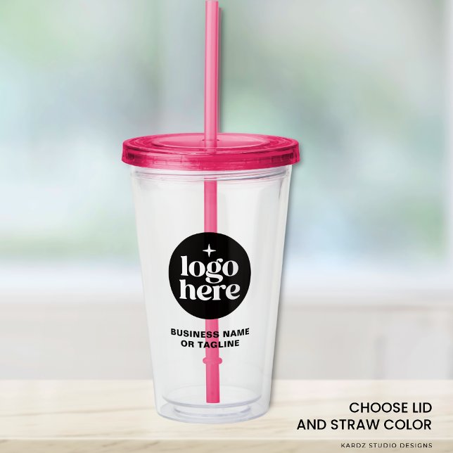 Custom Business Name Logo Acrylic Tumbler Acryltrinkbecher (Image shows 20-oz acrylic tumbler Customize it with your logo and text. Choose color.)