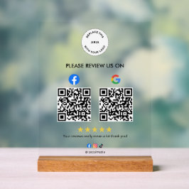 Custom Business Social Review Acrylic Sign with QR