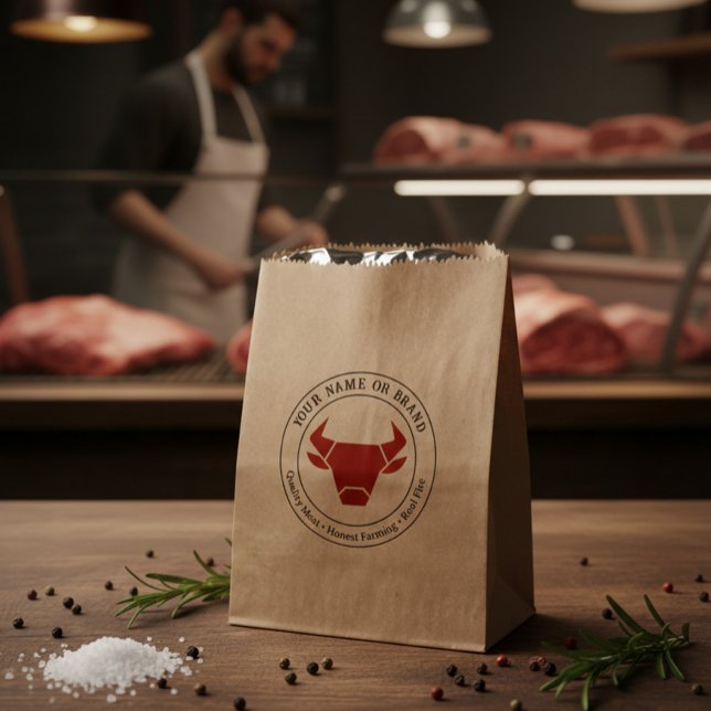 Custom Butcher Shop or BBQ Business Logo Geschenktütchen (Von Creator hochgeladen)