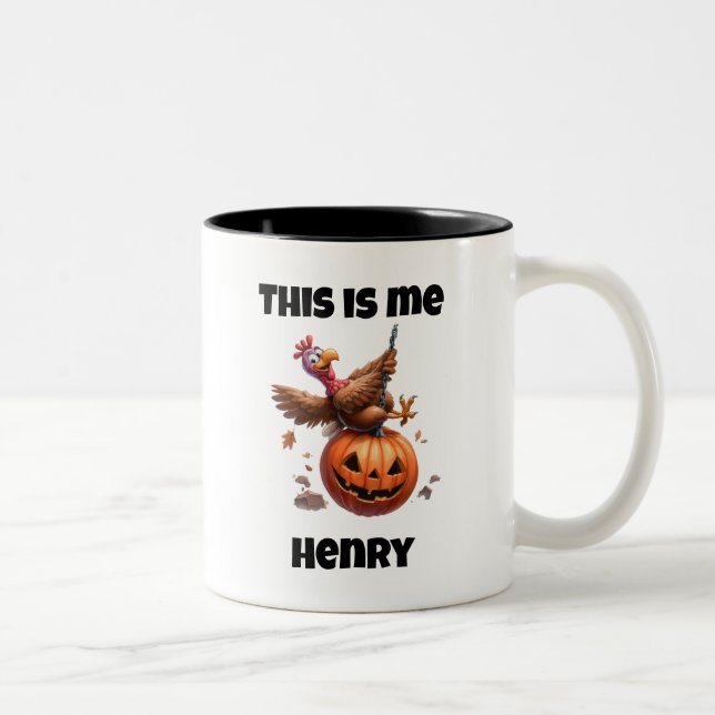 Custom Butterball Türkei Erntedank Pumpkin Zweifarbige Tasse (Rechts)