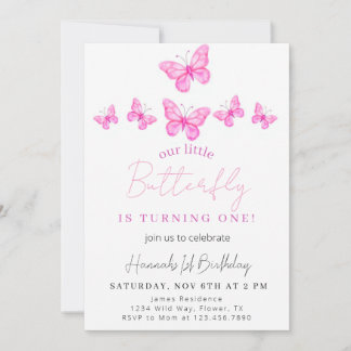 Custom Butterfly Birthday Einladung, 1. Geburtstag Einladung