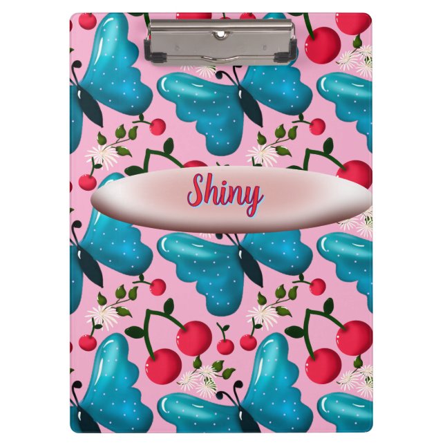 Custom butterfly floral pattern gift  klemmbrett (Vorderseite)