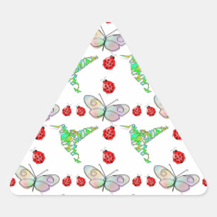 Custom Butterfly, Hummingbird und Ladybug Pattern Dreieckiger Aufkleber