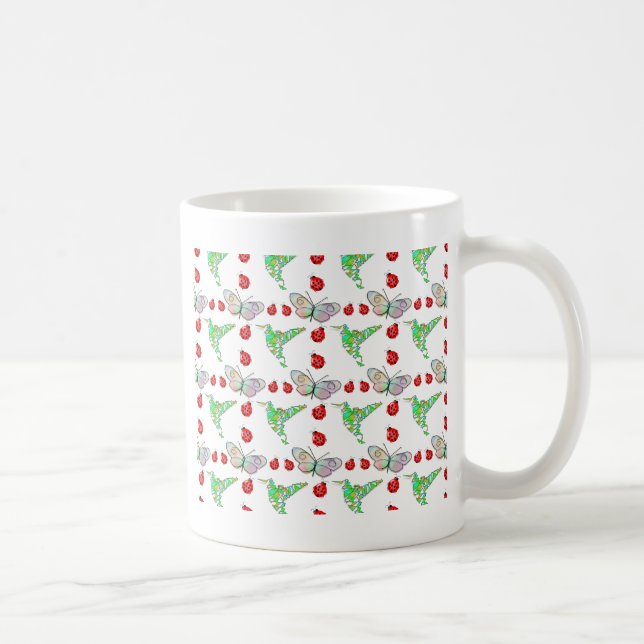 Custom Butterfly, Hummingbird und Ladybug Pattern Kaffeetasse (Rechts)