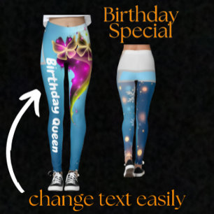 Custom Butterfly & Snowflake Geburtstags Queen Gif Leggings