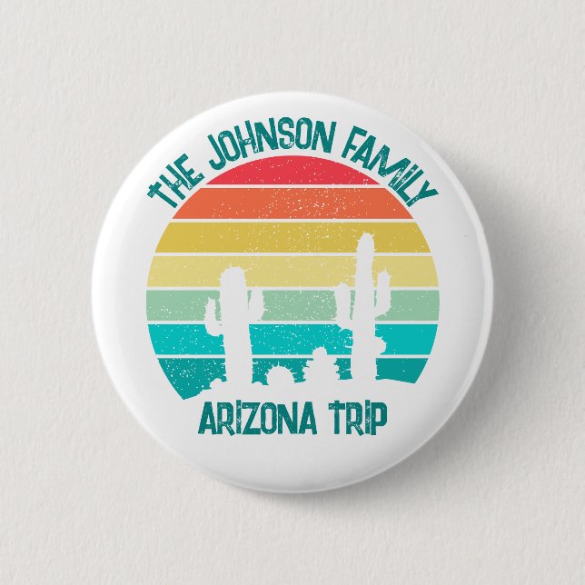 Custom Cactus Sunset Arizona Wüstenreise Button (Vorderseite)