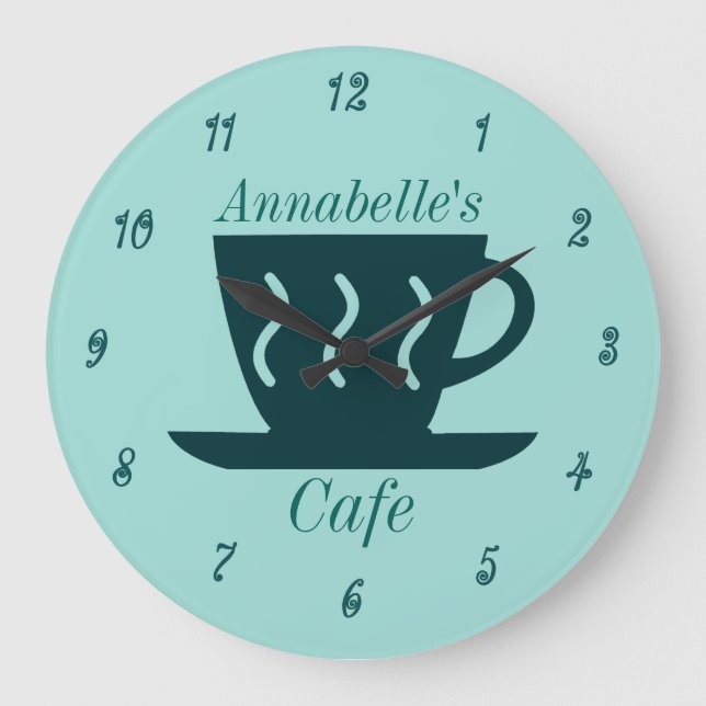 Custom Café oder Diner Coffee Shop Große Wanduhr (Vorderseite)