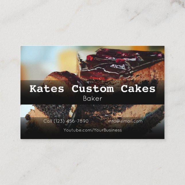 Custom Cake Baker Birthday Business Company Geschä Visitenkarte (Rückseite)