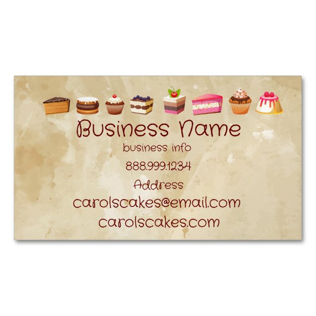 Custom Cake & Wedding Cake Design Bakers Magnetische Visitenkarte (Vorderseite)