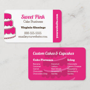 Custom Cakes Pink Bakery Menu Geschmack Visitenkarte