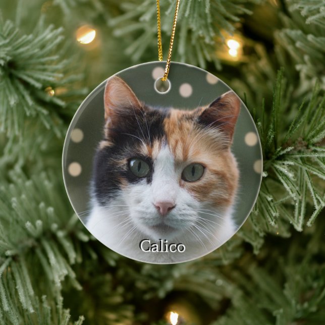 Custom Calico Cat Foto Personalisiert Keramik Ornament (Baum)