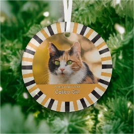 Custom Calico Cat Photo Ornament Aus Glas