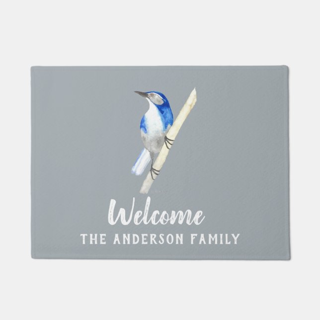 Custom California Scrub Jay Doormat Fußmatte (Vorderseite)