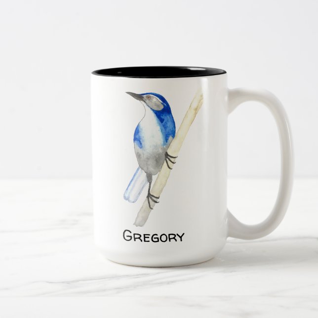 Custom California Scrub Jay Zweifarbige Tasse (Rechts)