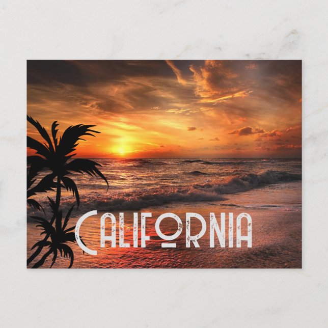 CUSTOM CALIFORNIA SUNSET STRAND NATUR SCHÖN POSTKARTE (Vorderseite)