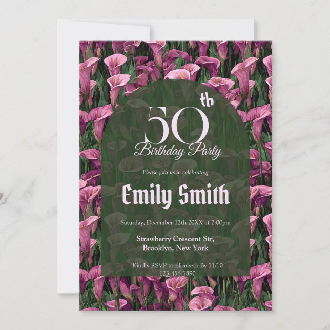Custom Call Lilies Aesthetic Wife’S Birthday Einladung (Vorderseite)