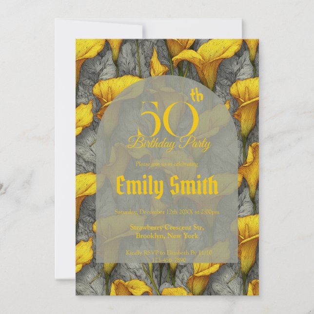 Custom Call Lilies Themed Teen Birthday Einladung (Vorderseite)