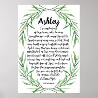 Custom Calligraphy Gebet Poster, Eph. 3:16-19