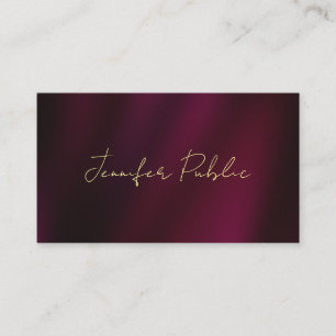 Custom Calligraphy Gold Text Script Luxe Glossy Visitenkarte