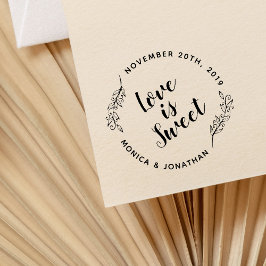 Custom Calligraphy Love Is Sweet Botanical Wedding Gummistempel